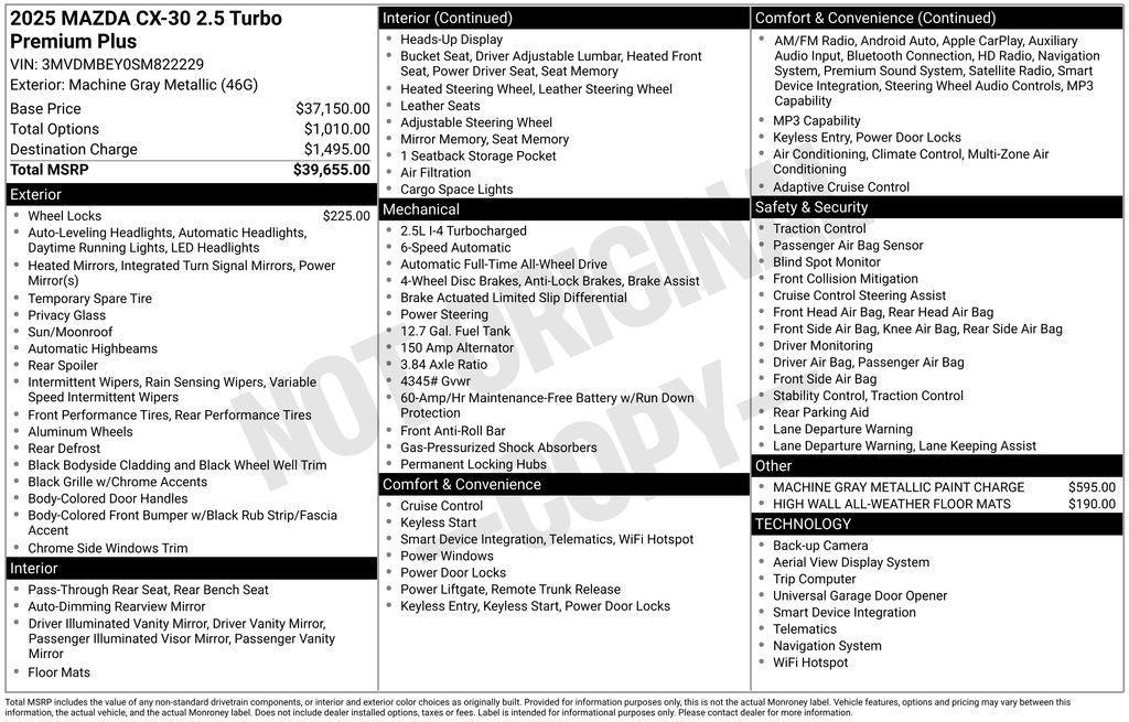 new 2025 Mazda CX-30 car, priced at $39,380