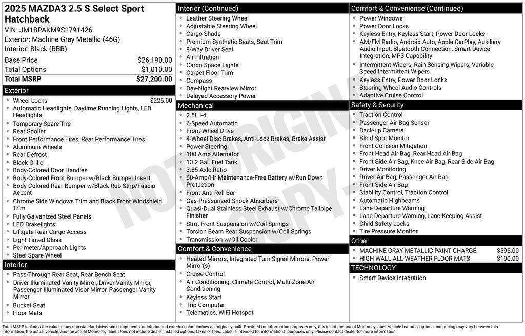 new 2025 Mazda Mazda3 car, priced at $28,435