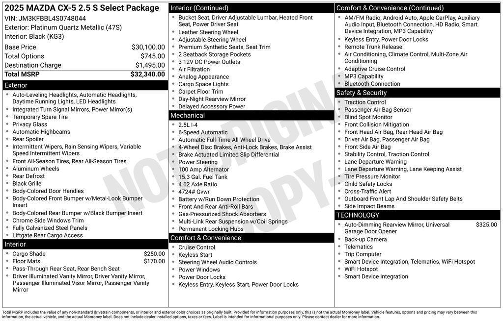 new 2025 Mazda CX-5 car, priced at $32,620