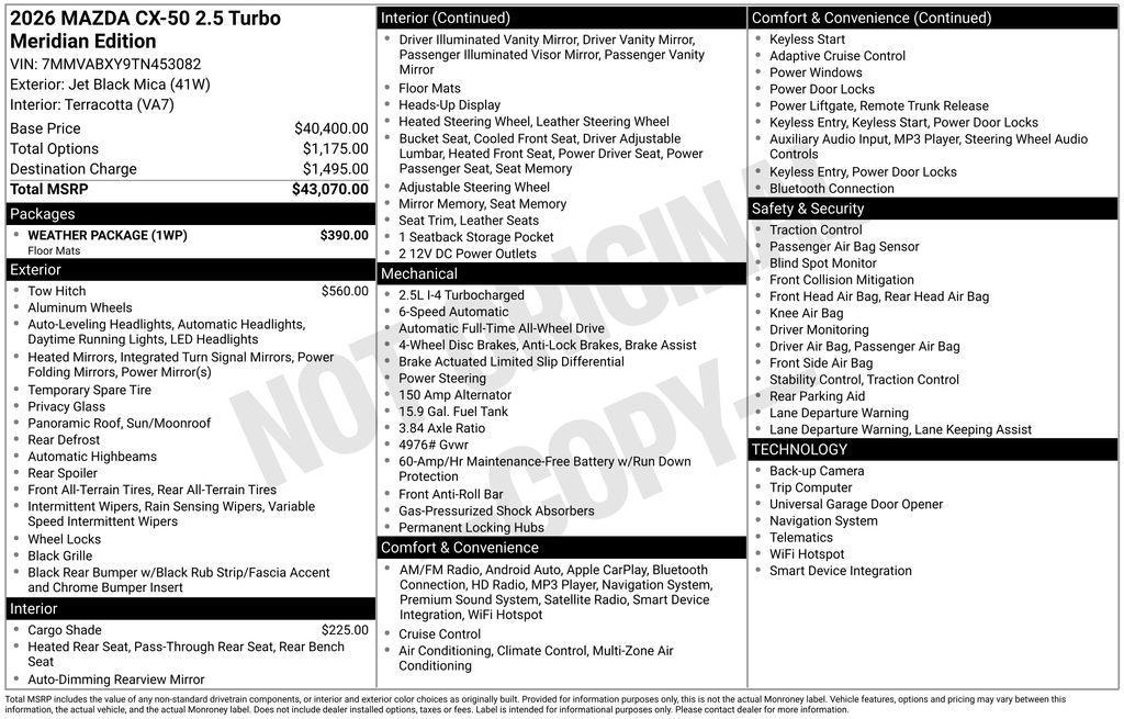 new 2026 Mazda CX-50 car, priced at $43,070