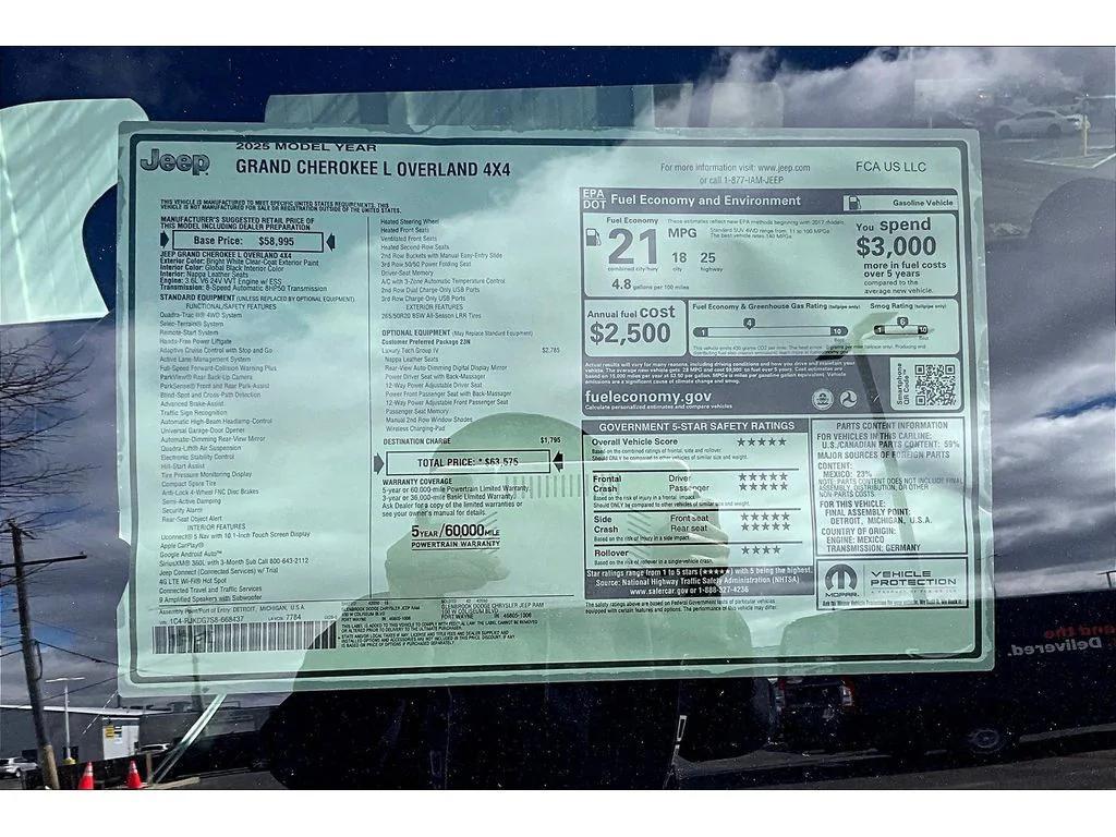 new 2025 Jeep Grand Cherokee L car, priced at $61,572