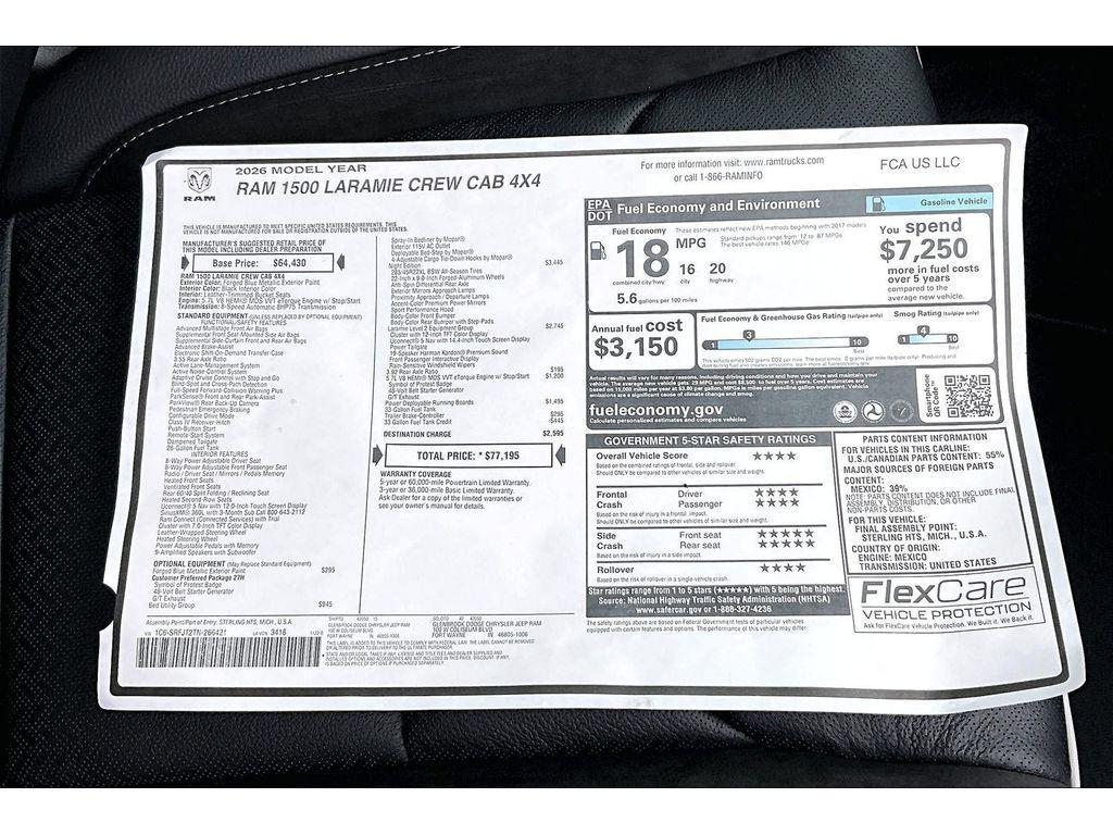 new 2026 Ram 1500 car, priced at $67,291