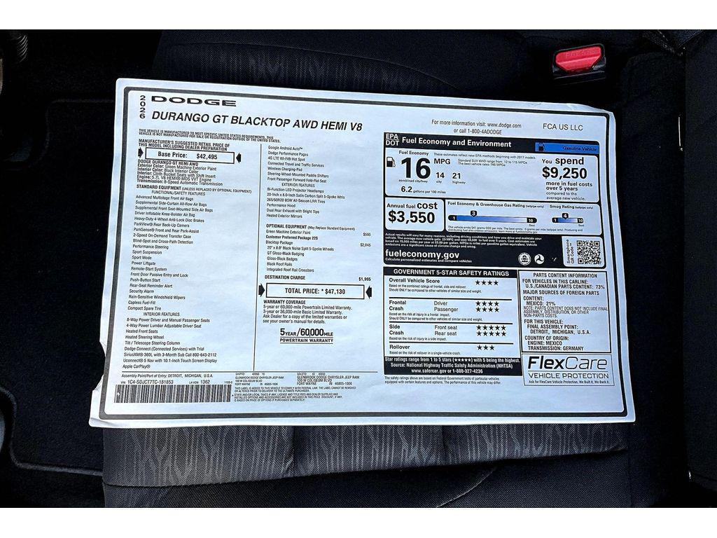 new 2026 Dodge Durango car, priced at $44,723