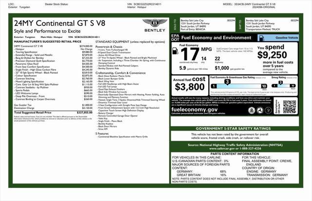 used 2024 Bentley Continental GT car, priced at $294,367