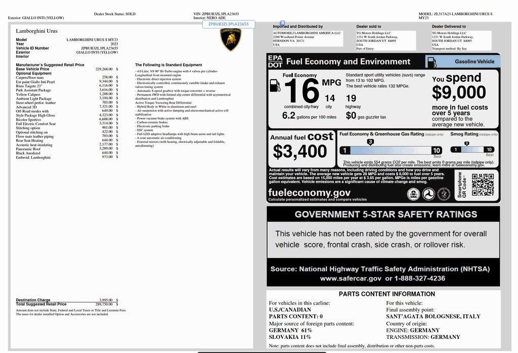 used 2023 Lamborghini Urus car