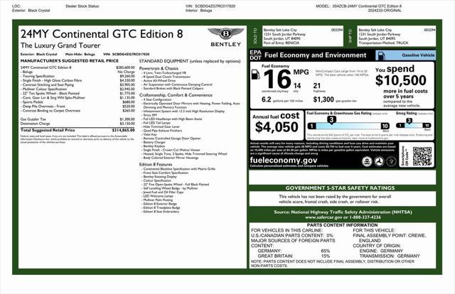 used 2024 Bentley Continental GT car, priced at $274,865
