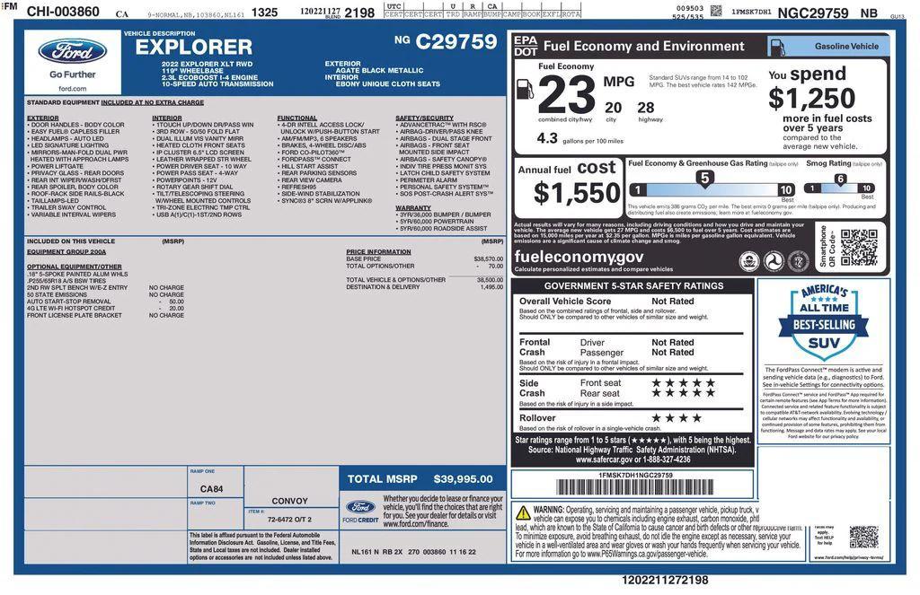 used 2022 Ford Explorer car, priced at $26,212