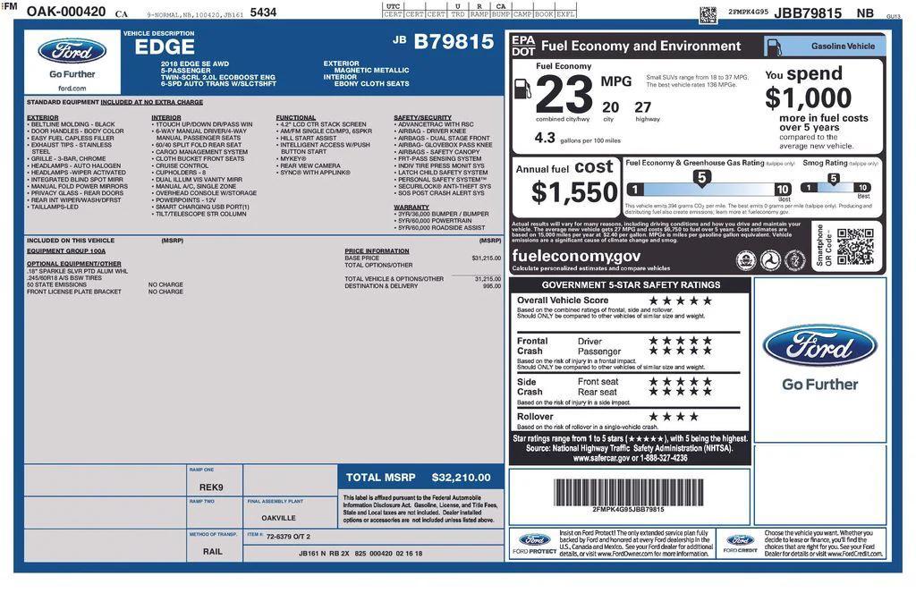 used 2018 Ford Edge car