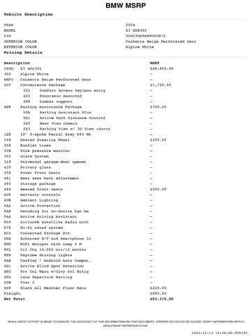 used 2024 BMW X3 car, priced at $46,888
