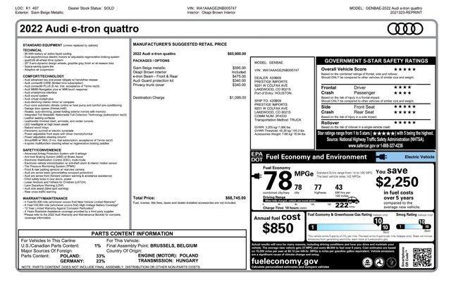 used 2022 Audi e-tron car, priced at $24,843