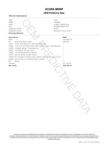 used 2024 Acura Integra car, priced at $32,471