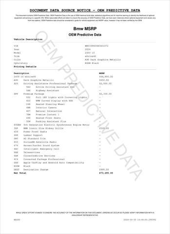 new 2024 BMW i5 car, priced at $66,295