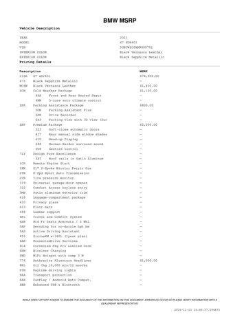 used 2021 BMW X7 car, priced at $44,016