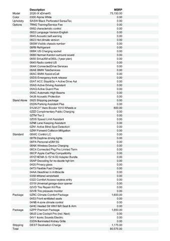 new 2026 BMW iX car, priced at $80,575