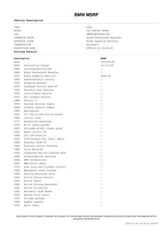 new 2026 BMW 330 car, priced at $54,840