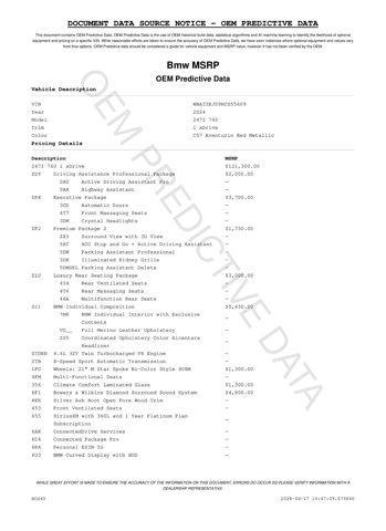 new 2024 BMW 760 car, priced at $133,095