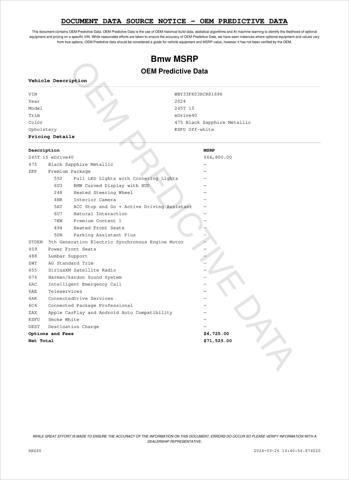 new 2024 BMW i5 car, priced at $64,525