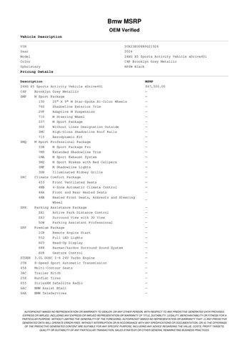 used 2024 BMW X5 car, priced at $59,938