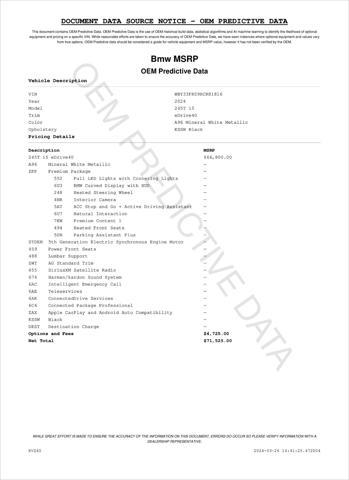 new 2024 BMW i5 car, priced at $64,525