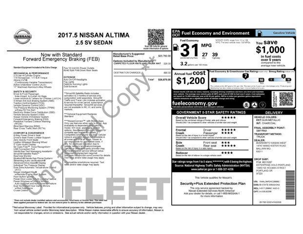 used 2017 Nissan Altima car, priced at $15,971