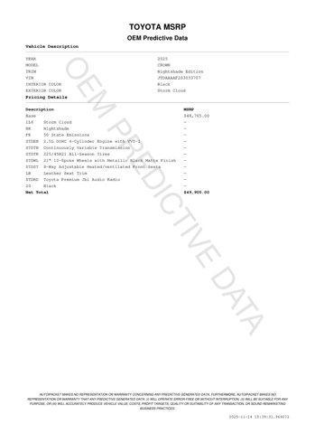 used 2025 Toyota Crown car, priced at $41,843