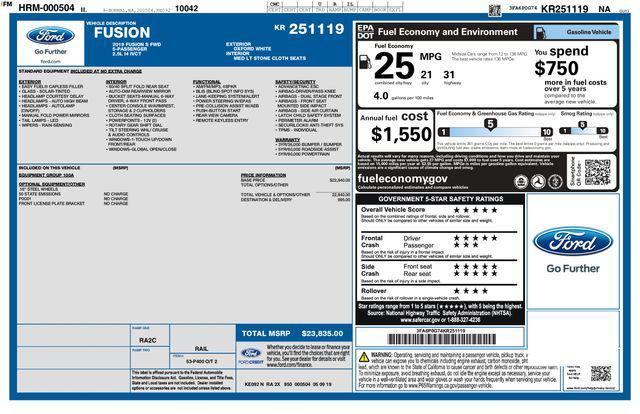 used 2019 Ford Fusion car, priced at $12,999