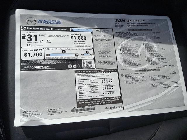 new 2025 Mazda Mazda3 car, priced at $27,274