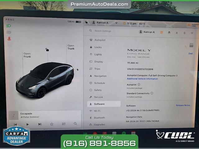 used 2020 Tesla Model Y car, priced at $20,995