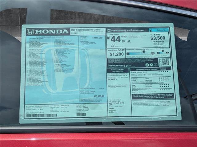 new 2025 Honda Accord Hybrid car, priced at $33,755