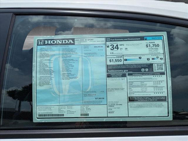 new 2025 Honda Civic car, priced at $27,495