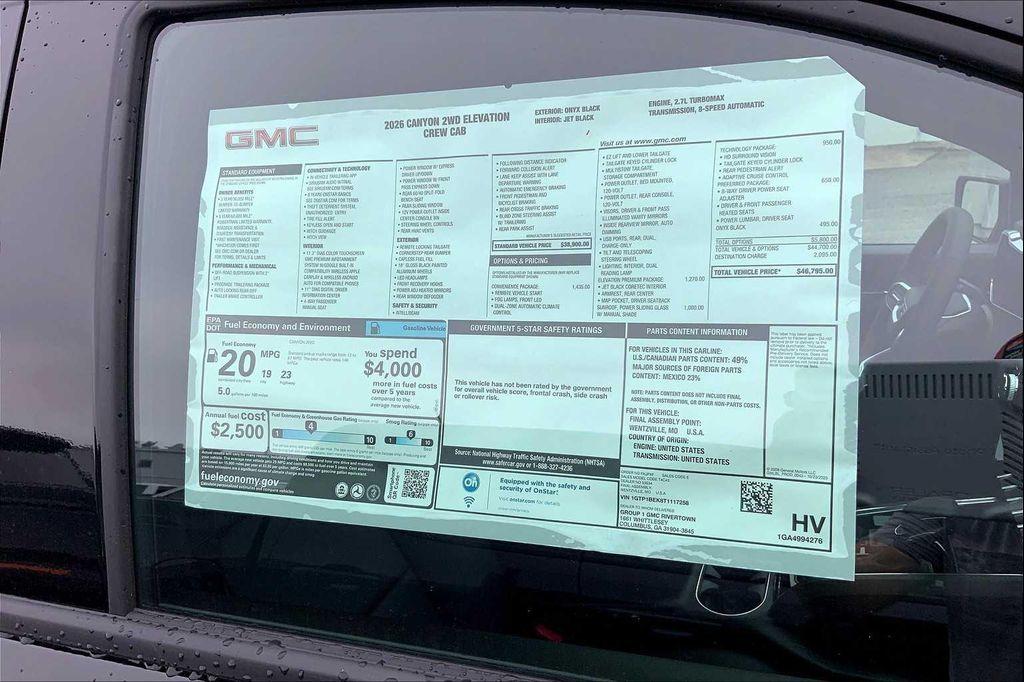 new 2026 GMC Canyon car, priced at $46,795