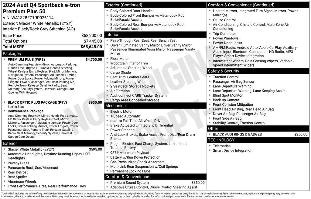 used 2024 Audi Q4 e-tron Sportback car, priced at $36,865