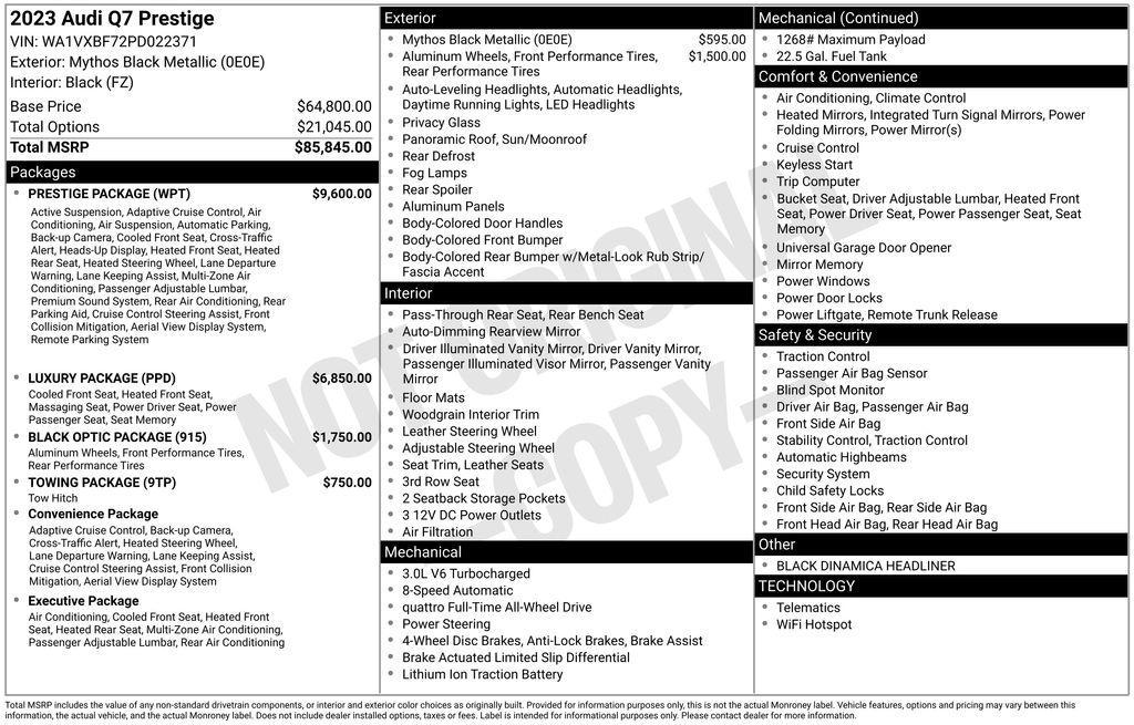used 2023 Audi Q7 car, priced at $62,588