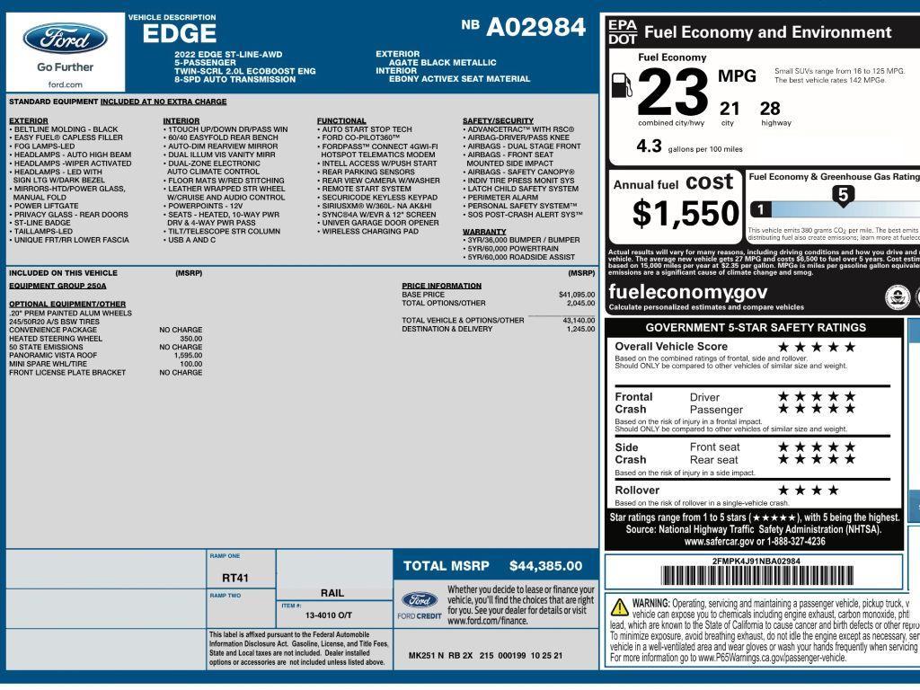 used 2022 Ford Edge car, priced at $24,900