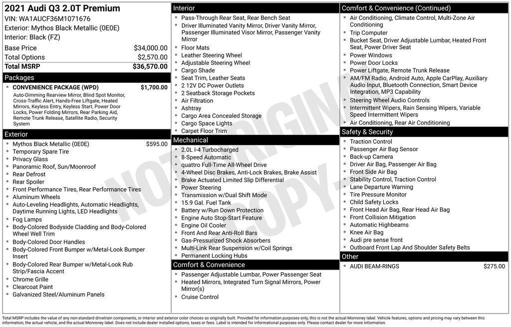 used 2021 Audi Q3 car, priced at $22,841