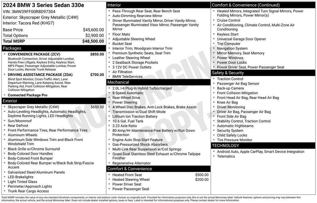 used 2024 BMW 330e car, priced at $30,221