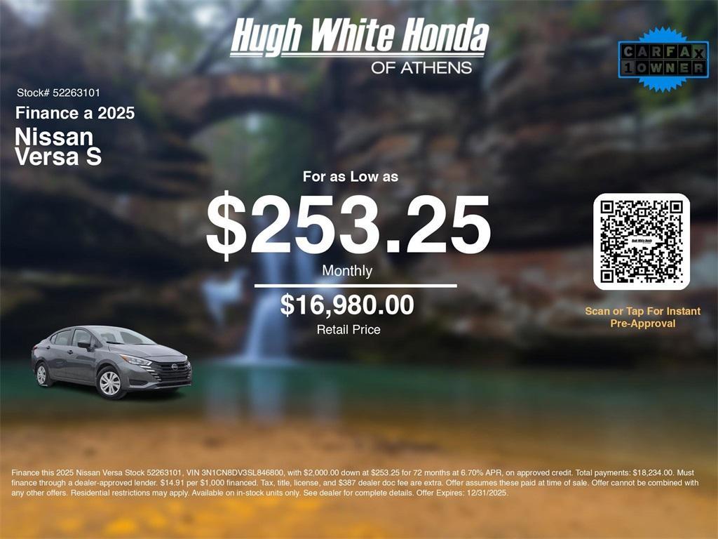 used 2025 Nissan Versa car, priced at $16,980