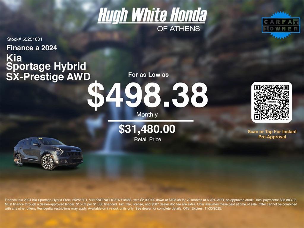 used 2024 Kia Sportage Hybrid car, priced at $30,980