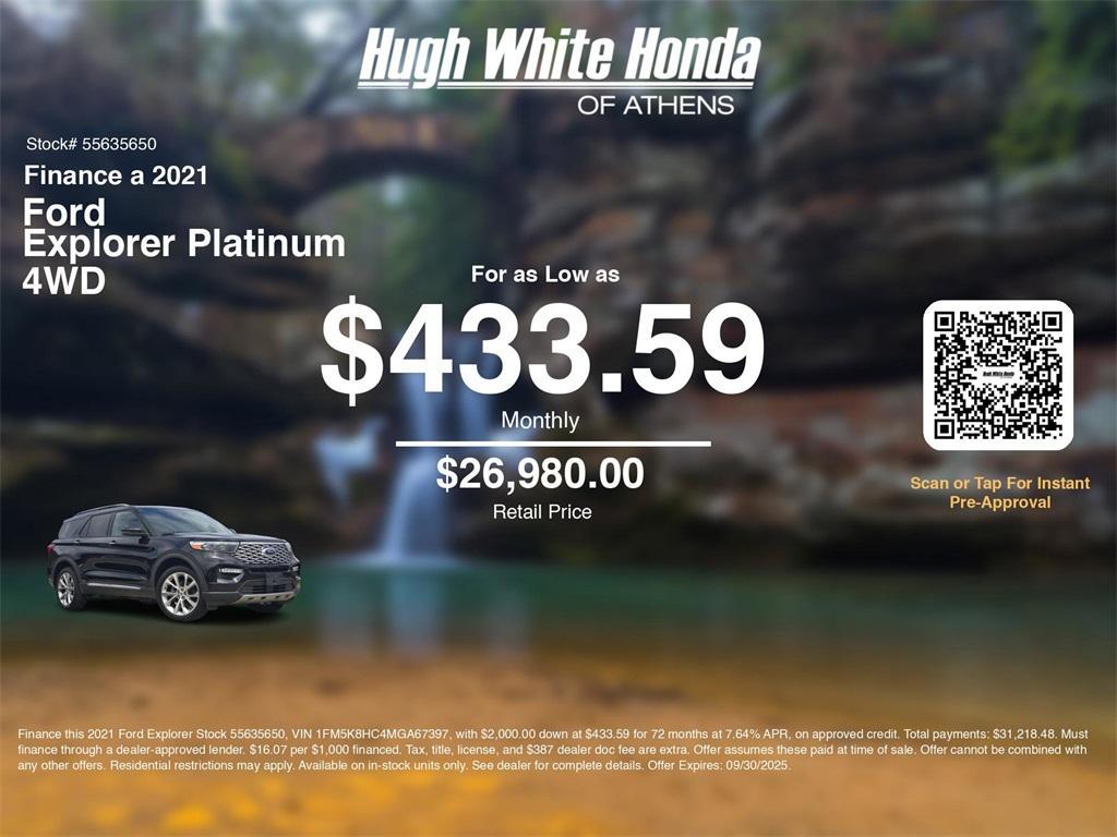 used 2021 Ford Explorer car, priced at $26,500