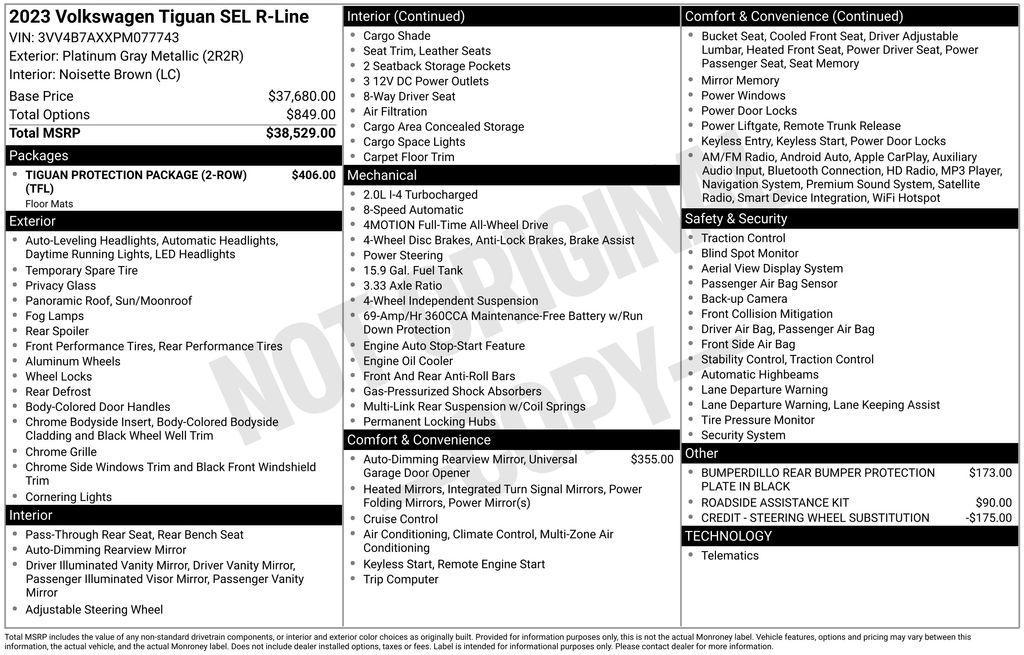 used 2023 Volkswagen Tiguan car, priced at $30,536