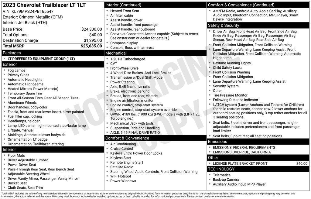 used 2023 Chevrolet TrailBlazer car, priced at $20,850