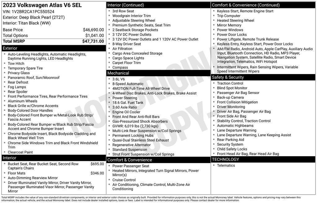 used 2023 Volkswagen Atlas car, priced at $36,695