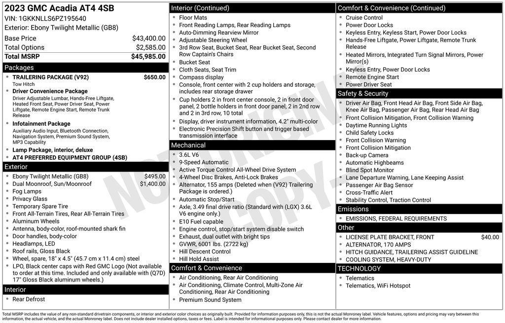 used 2023 GMC Acadia car, priced at $32,346