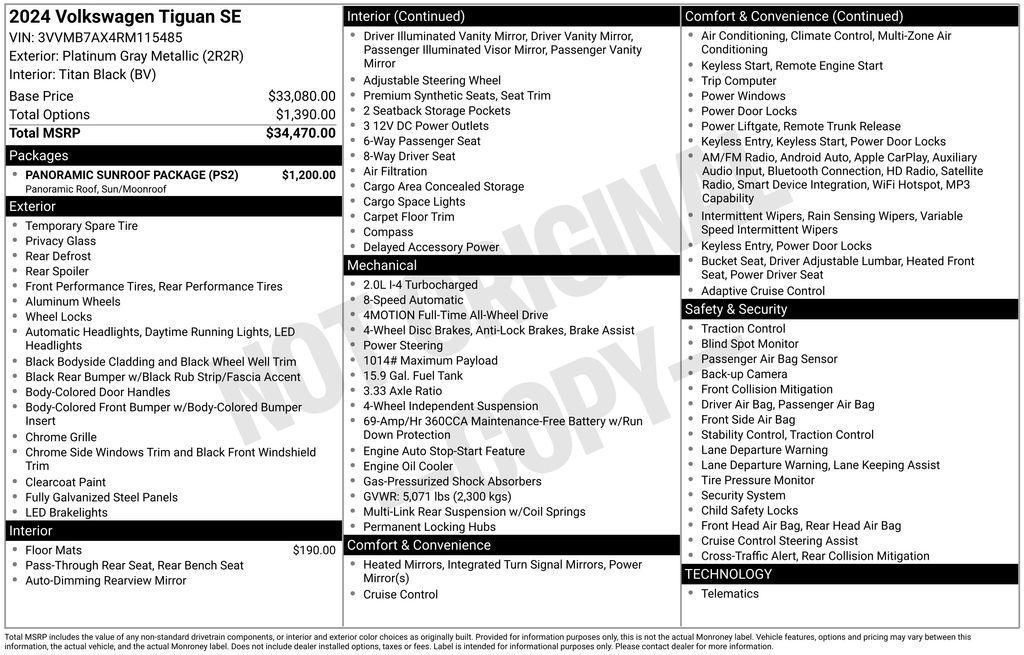 used 2024 Volkswagen Tiguan car, priced at $32,589