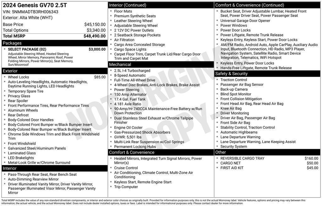 used 2024 Genesis GV70 car, priced at $42,895