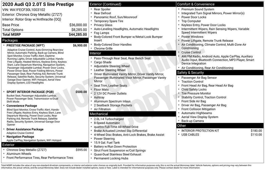 used 2020 Audi Q3 car, priced at $25,495