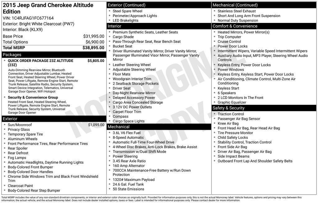 used 2015 Jeep Grand Cherokee car, priced at $15,694