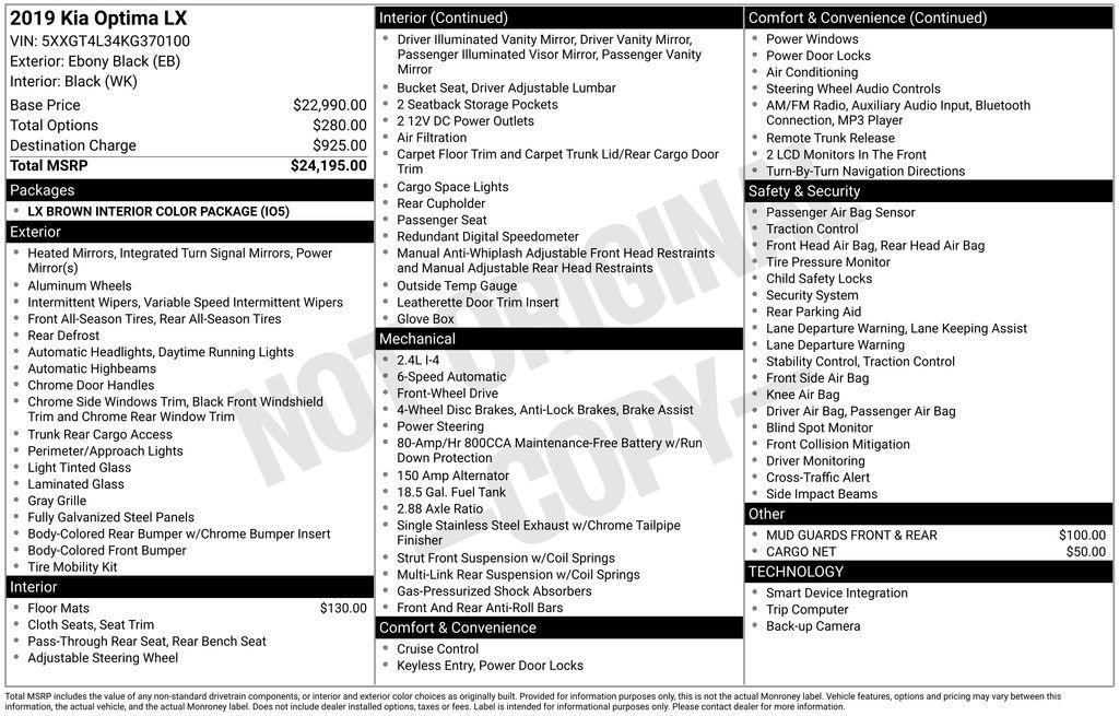 used 2019 Kia Optima car, priced at $8,995