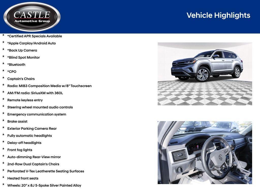 used 2022 Volkswagen Atlas car, priced at $31,660