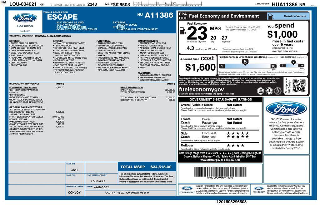 used 2017 Ford Escape car, priced at $12,395